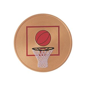2 Inch in Diameter Round Metal Litho-Print Basketball Medallion Insert