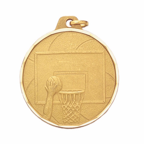 1-1/2 Inch Die-Struck Basketball Themed Medal in Gold, Silver, or Bronze