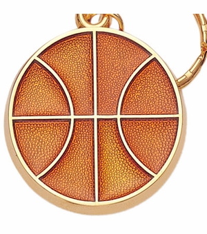 BASKETBALL ENAMELED KEYRING, BAGGED