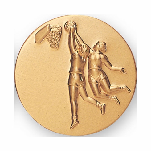 2-Inch in Diameter Round Metal Female Basketball Stamped Insert in Multiple Colors