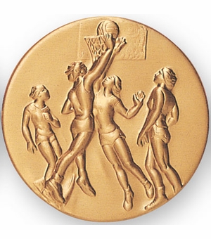 2-Inch in Diameter Round Metal Female Basketball Themed Stamped Insert in Multiple Colors