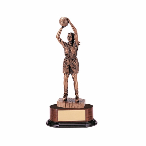 BASKETBALL FEMALE TROPHY, 14 INCH, ELECTROPLATED