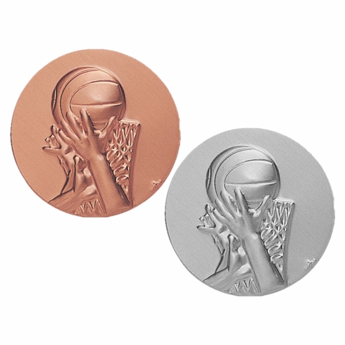 2-Inch in Diameter Round Metal Basketball Themed Stamped Insert in Multiple Colors