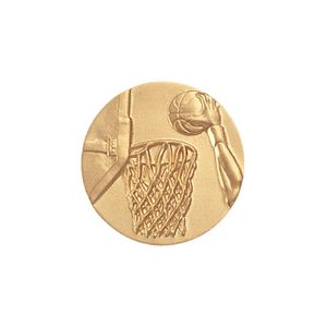 1-Inch in Diameter Round Metal Basketball Medallion Insert in Multiple Colors