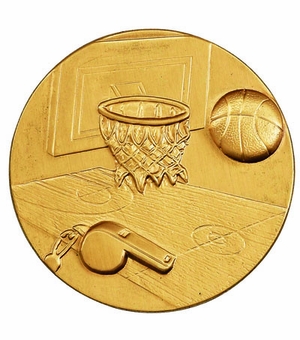2-Inch in Diameter Round Stamped Metal Basketball Themed Insert in Multiple Colors