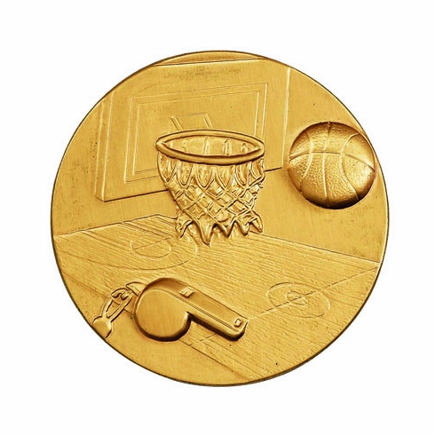 2-Inch in Diameter Round Stamped Metal Basketball Themed Insert in Multiple Colors
