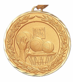 2 Inch Die-Struck Basketball Themed Medal in Gold or Silver