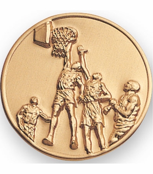 2-Inch in Diameter Round Stamped Metal Basketball Themed Insert in Multiple Colors