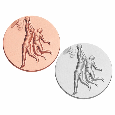 2-Inch in Diameter Round Metal Male Basketball Stamped Insert in Multiple Colors