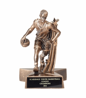 BASKETBALL, MALE, 6 1/2 INCH FIGURE TROPHY