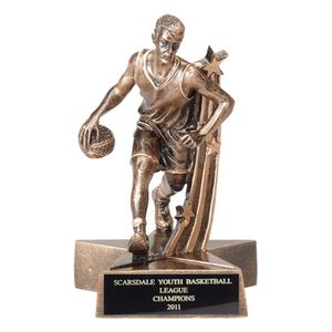 BASKETBALL, MALE, 6 1/2 INCH FIGURE TROPHY