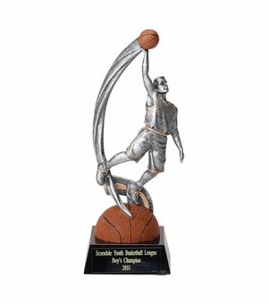 BASKETBALL, MALE, 8 3/4 INCH FIGURE TROPHY