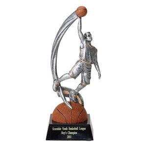 BASKETBALL, MALE, 8 3/4 INCH FIGURE TROPHY