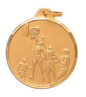1-1/4 Inch Die-Struck Mens Basketball Medal in Gold, Silver, or Bronze