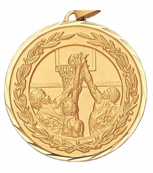 2 Inch Die-Struck Basketball Medal in Gold or Silver