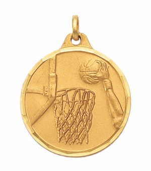 1-1/4 Inch Die-Struck Basketball Medal in Gold, Silver, or Bronze