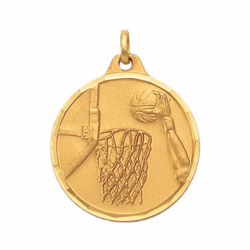 1-1/4 Inch Die-Struck Basketball Medal in Gold, Silver, or Bronze