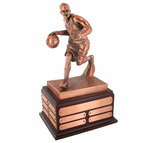 BASKETBALL PERPETUAL TROPHY, 13-1/2 INCH, ELECTROPLATED IN ANTIQUE BRONZE