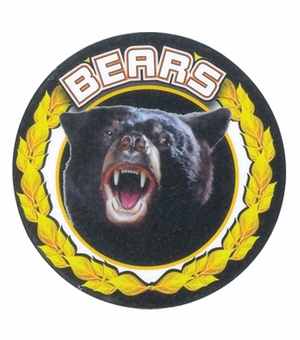 2 Inch in Diameter Round 'Bears' Sports Insert in Gold and Mylar