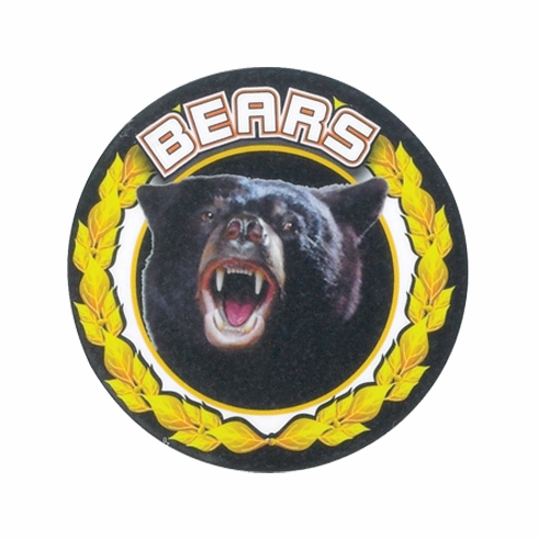 2 Inch in Diameter Round 'Bears' Sports Insert in Gold and Mylar