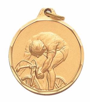 1-1/4 Inch Die-Struck Mens Cycling Medal in Gold, Silver, or Bronze