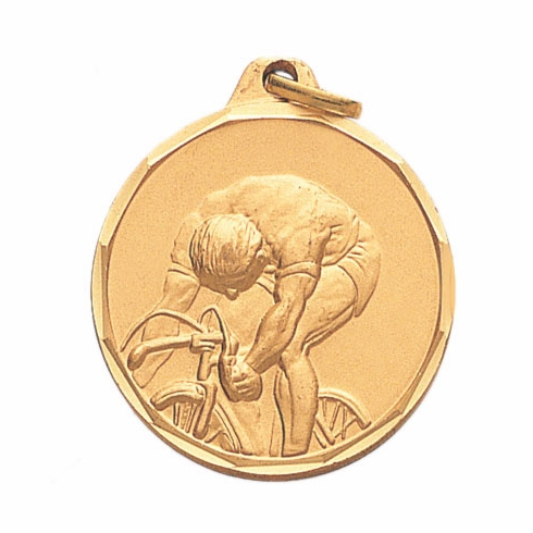 1-1/4 Inch Die-Struck Mens Cycling Medal in Gold, Silver, or Bronze