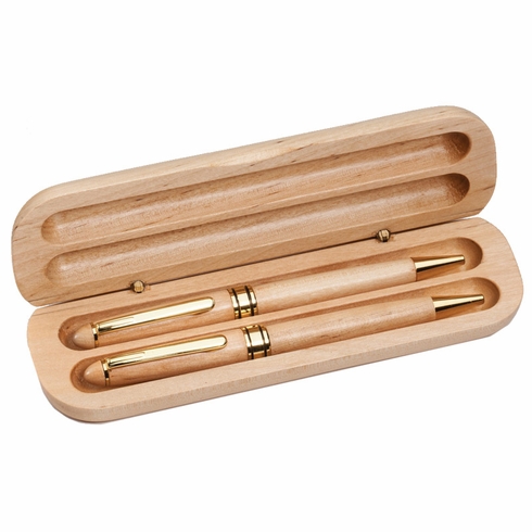 BIRCH WOOD PEN AND PENCIL IN BOX FOR LASER ENGRAVING