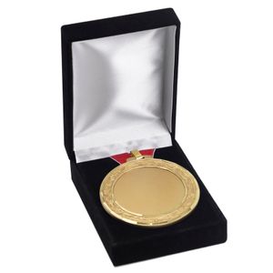 3-5/8 x 4-1/2 x 1-1/4 INCH BLACK VELOUR HINGE PRESENTATION BOX-HOLDS UP TO 2-7/8 INCH MEDAL