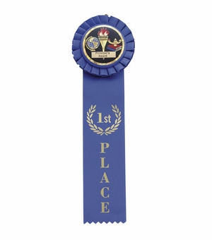 BLUE RIBBON, ROSETTE 1ST PLACE 2 INCH  MYLAR