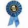 BLUE ROSETTE AWARD RIBBON WITH 2 INCH IN HONOR OF ACADEMIC EXCELLENCE MYLAR INSERT