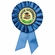 BLUE ROSETTE AWARD RIBBON WITH 2 INCH IN HONOR OUTSTANDING VOLUNTEER AWARD MYLAR INSERT