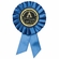 BLUE ROSETTE AWARD RIBBON WITH 2 INCH MATHMATICS AWARD MYLAR INSERT