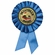 BLUE ROSETTE AWARD RIBBON WITH 2 INCH PRINCIPLES AWARD MYLAR INSERT