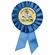 BLUE ROSETTE AWARD RIBBON WITH 2 INCH READING AWARD MYLAR INSERT