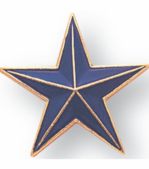 7/8 Inch in Width 3-Dimensional Enameled Blue-Gold Star