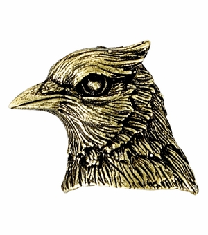7/8 Inch in Height BlueJay Mascot Pin in Antique Brass