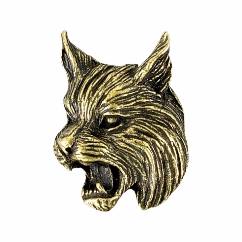 1 Inch in Height Bobcat Mascot Pin in Antique Brass