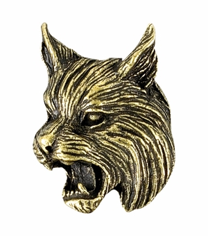 1 Inch in Height Bobcat Mascot Pin in Antique Brass