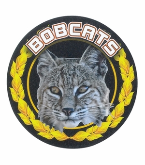 2 Inch in Diameter Round Gold and Mylar 'Bobcats' Sports Insert