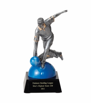 BOWLER, MALE, 7 INCH FIGURE TROPHY