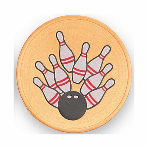 2 Inch in Diameter Round Metal Litho-Print Bowling Medallion Insert