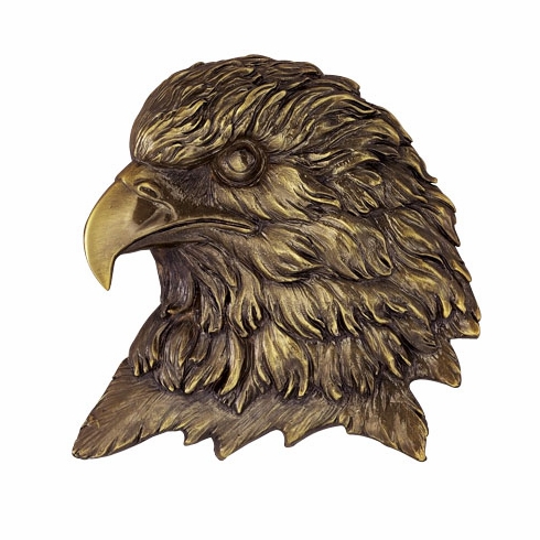 BRASS EAGLE HEAD PLAQUE MOUNT, 4-1/2X4-1/2