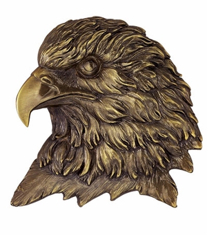 BRASS EAGLE HEAD PLAQUE MOUNT, 4-1/2X4-1/2