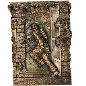 BRASS FIREMAN PLAQUE MOUNT, 5-3/4X8-1/4