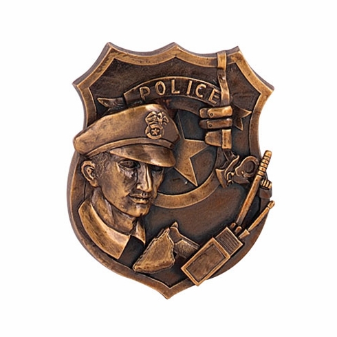BRASS POLICE PLAQUE MOUNT, 3-1/4X4