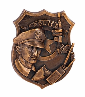 BRASS POLICE PLAQUE MOUNT, 3-1/4X4