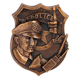 BRASS POLICE PLAQUE MOUNT, 3-1/4X4