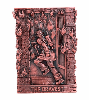 BRONZE BRAVEST PLAQUE MOUNT, 4-1/4 X5-3/4
