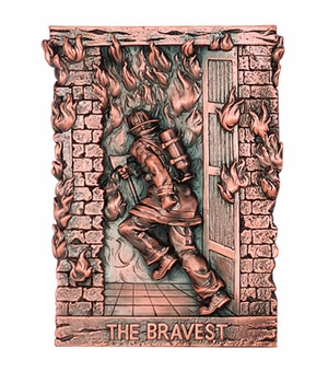 BRONZE FIREMAN PLAQUE MOUNT, 5-3/4X8-1/4