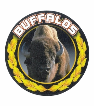 2 Inch in Diameter Round 'Buffalos' Sports Insert in Gold and Mylar